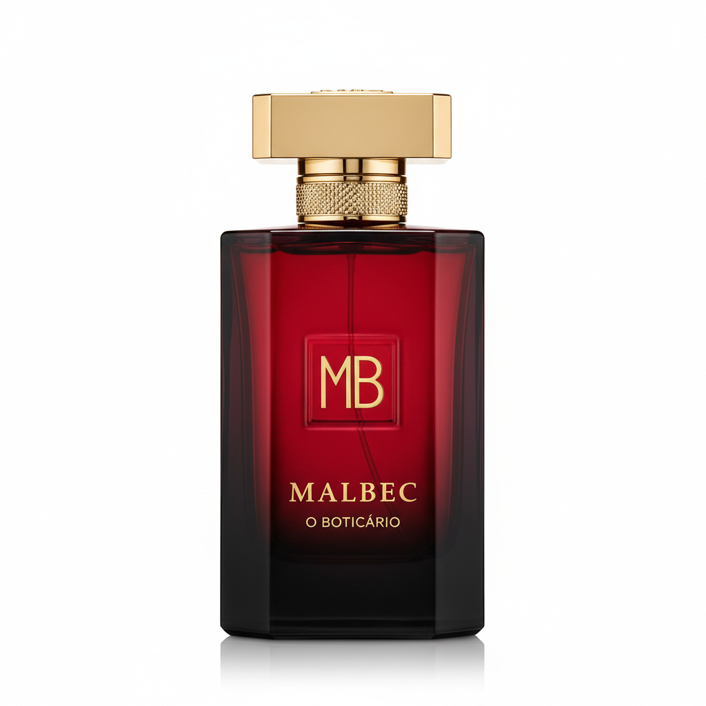 Perfume Malbec frasco elegante vermelho e preto